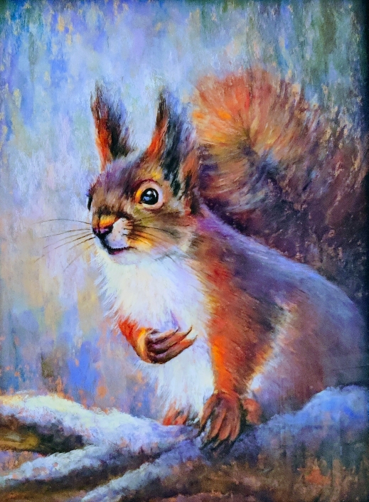 Squirrel Painting in store Pastels Original Art