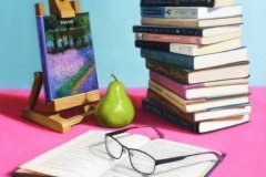 Studying Monet, oil on canvas, 23.5 x 19.5, 2016, $375